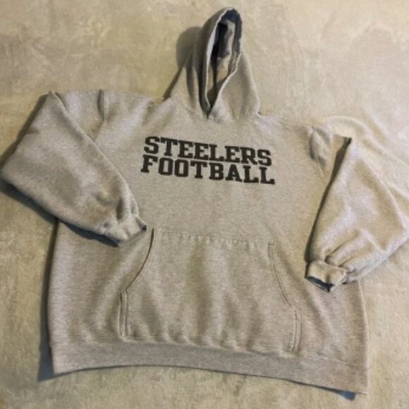 Reebok Pittsburgh Steelers Football Pullover Hoodie Sweatshirt Large Gray NFL - Picture 1 of 8